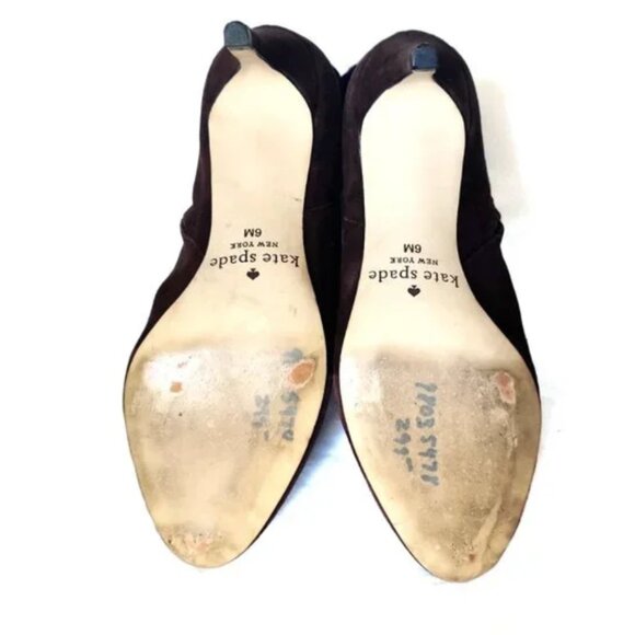 kate spade brown and black suede leather bow heels boots size 6 *PLEASE READ* - Picture 7 of 7